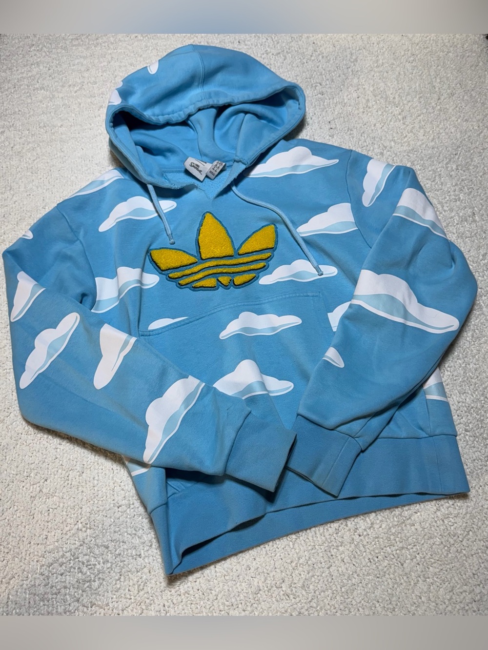 Adidas x The Simpsons Cloud Print Hoodie Blue Trefoil XS